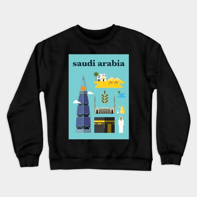Saudi Arabia poster Crewneck Sweatshirt by kursatunsal